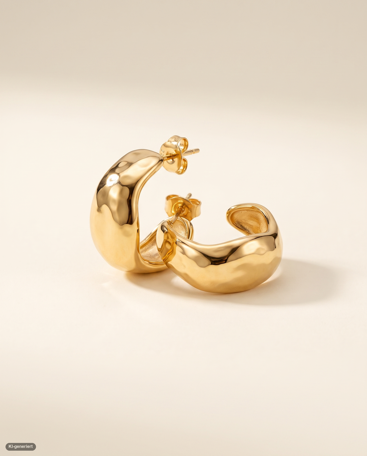 Sol Hoops Creolen gehämmert – Gold, Studio-Packshot